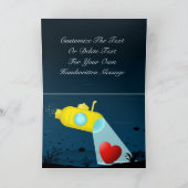 Gelbes U-Boot findet Herzgrusskarte Karte (Innenseite)