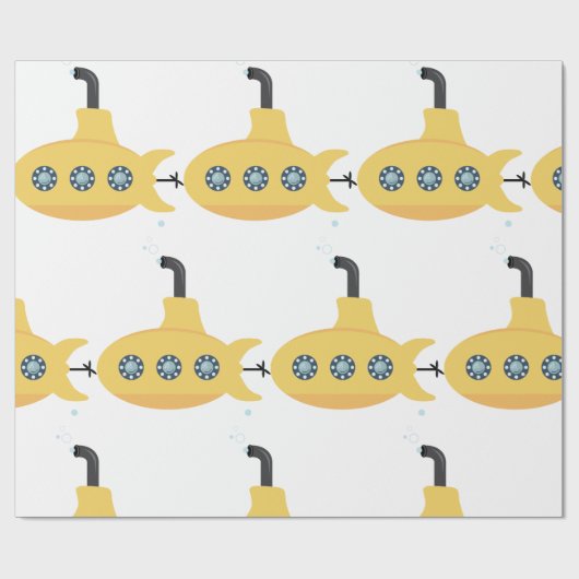 Gelbes U-Boot Geschenkpapier (Flach)