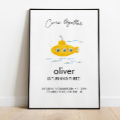 Gelbes U-Boot-Kindergeburtstag Begrüßungspapier Poster