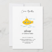 Gelbes U-Boot-Kindergeburtstag Einladung (Vorderseite)