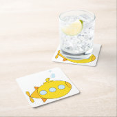 Gelbes U-Boot Rechteckiger Pappuntersetzer (Vor Ort)