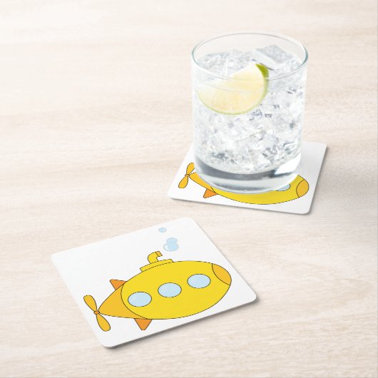 Gelbes U-Boot Rechteckiger Pappuntersetzer (Vor Ort)