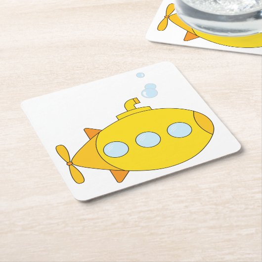 Gelbes U-Boot Rechteckiger Pappuntersetzer (angewinkelt)