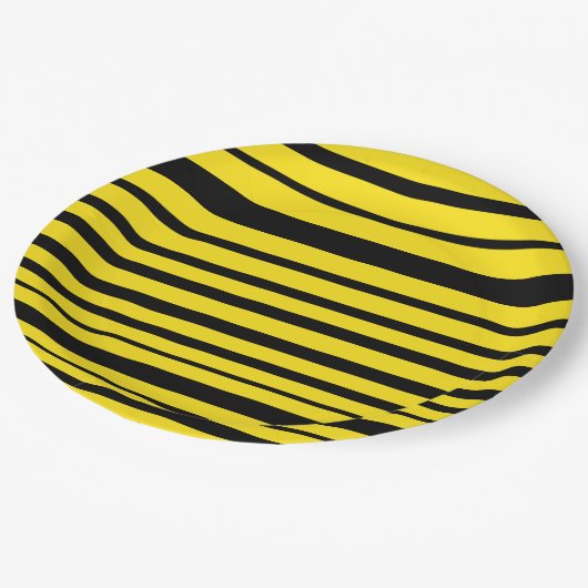 Gelbes u. schwarzes Biene Ähnliches Pappteller (Schrägansicht)