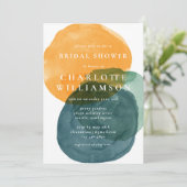 Gelbes und Aquamarines Abstraktes Brautparty Einladung (Stehend Vorderseite)