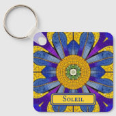 Gelbes und blauer provenzalischer Mosaik fügen Tex Schlüsselanhänger (Vorderseite)