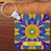 Gelbes und blauer provenzalischer Mosaik fügen Tex Schlüsselanhänger (Vorderseite)