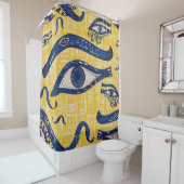 Gelbes und blaues ägyptisches Muster - Auge des Ho Duschvorhang (Beispiel)