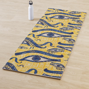 Gelbes und blaues ägyptisches Muster - Auge des Ho Yogamatte