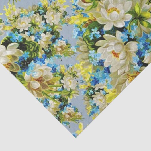 Gelbes und blaues Blumen Seidenpapier (Ausschnitt)