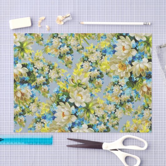Gelbes und blaues Blumen Seidenpapier (Handwerk)