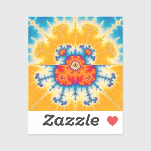 Gelbes und blaues Mandelbrot-Fraktal Aufkleber (Blatt)