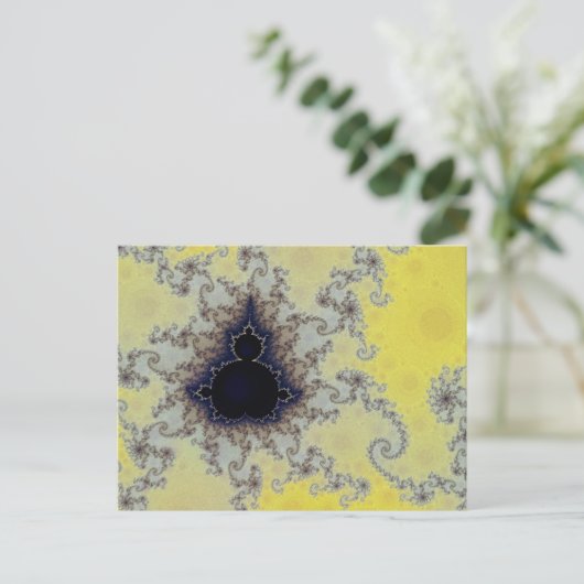 Gelbes und blaues Mandelbrot Fraktal Postkarte (Stehend Vorderseite)