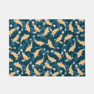 Gelbes und blaues Muster - Koi Fish Fußmatte