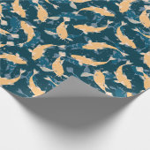 Gelbes und blaues Muster - Koi Fish Geschenkpapier (Ecke)