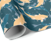 Gelbes und blaues Muster - Koi Fish Geschenkpapier (Rolleneckpunkt)