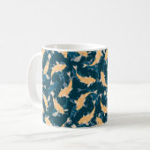 Gelbes und blaues Muster - Koi Fish Kaffeetasse (Vorderseite Links)