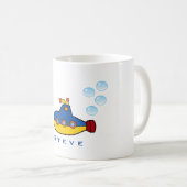 Gelbes und blaues Spielzeug mit Wasserblasen Kaffeetasse (VorderseiteRechts)