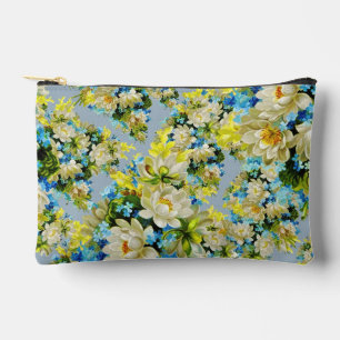 Gelbes und blaues Vintage-Blumenmuster Zubehörtasche
