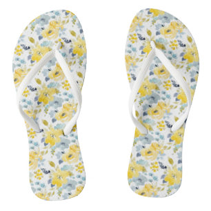 gelbes und blaues Wasserfarbmuster Badesandalen