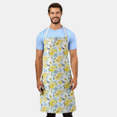 gelbes und blaues Wasserfarbmuster Schürze (Getragen)