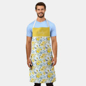 gelbes und blaues Wasserfarbmuster Schürze (Getragen)