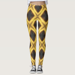 Gelbes und braunes Diamantmuster Leggings