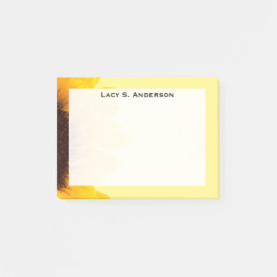Gelbes und braunes Sonnenblumen-Monogramm auf Gelb Post-it Klebezettel