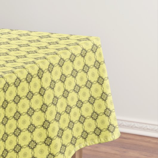 Gelbes und grau gepolstertes Diamantquadrat-Muster Tischdecke (Beispiel)