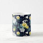 Gelbes und graues Blumenmuster Kaffeetasse (Mittel)