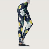 Gelbes und graues Blumenmuster Leggings (Rechts)