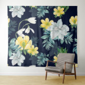 Gelbes und graues Blumenmuster Wandteppich (Beispiel (Horizontal))
