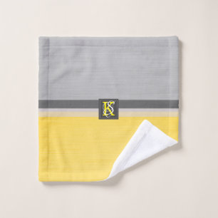 Gelbes und graues Initialen-Monogramm des Waschlappen