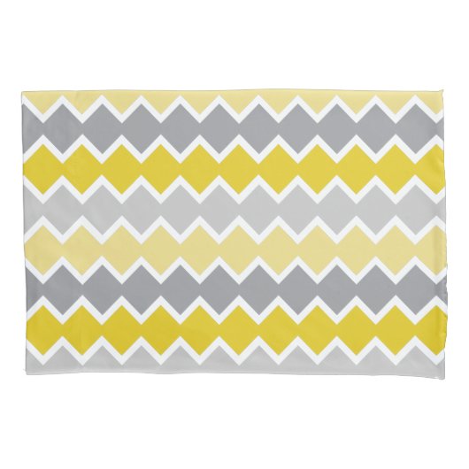 Gelbes und graues Muster Kissenbezug (Vorderseite-Links)