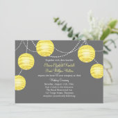 Gelbes und graues Party Lanterns Hochzeit Einladun Einladung (Stehend Vorderseite)
