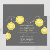 Gelbes und graues Party Lanterns Hochzeit Einladun Einladung (Vorne/Hinten)