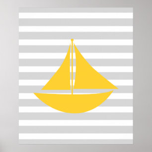 Gelbes und graues Schiff Poster