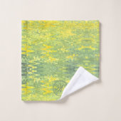 Gelbes und grünes abstraktes Design Badhandtuch Set (Waschlappen)
