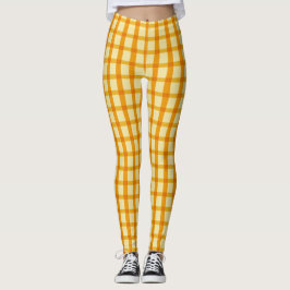 Gelbes und orange kariertes leggings