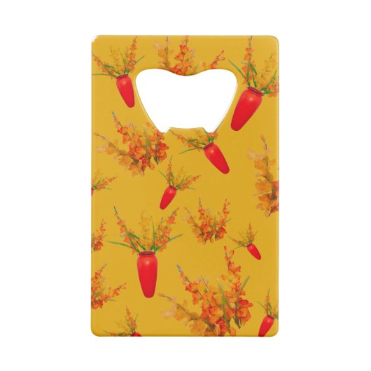 Gelbes und orangefarbenes Muster auf gelbem Monogr Geldbeutel Flaschenöffner (Rückseite)