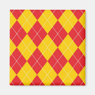 Gelbes und rotes Rauten-Muster Magnet