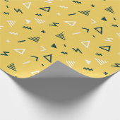 Gelbes und schwarzes abstraktes Memphis Geschenkpapier (Ecke)