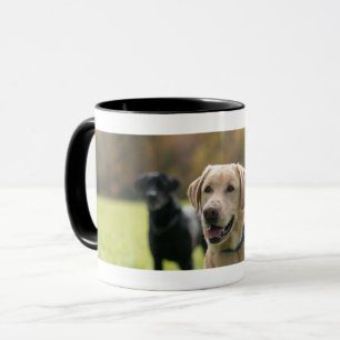 Gelbes und schwarzes Labrador Schwarz-Behandelte Tasse