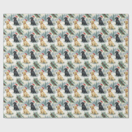 Gelbes und schwarzes Labrador-Weihnachtspapier Geschenkpapier