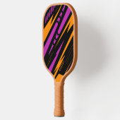 Gelbes und schwarzes Monogramm Lila Sportrahmen Pickleball Schläger (Links)