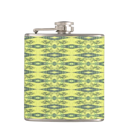 Gelbes und schwarzes Muster Flachmann (Vorderseite)