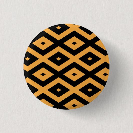 Gelbes und schwarzes Rautenmuster Button (Vorderseite)