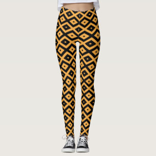 Gelbes und schwarzes Rautenmuster Leggings