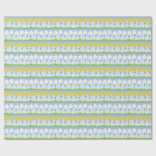 Gelbes und weißes Blumen-Muster-Verpackungs-Papier Geschenkpapier (Flach)