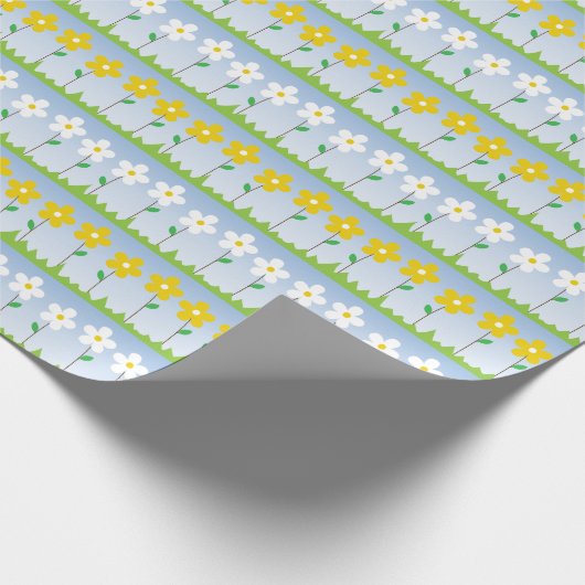 Gelbes und weißes Blumen-Muster-Verpackungs-Papier Geschenkpapier (Ecke)